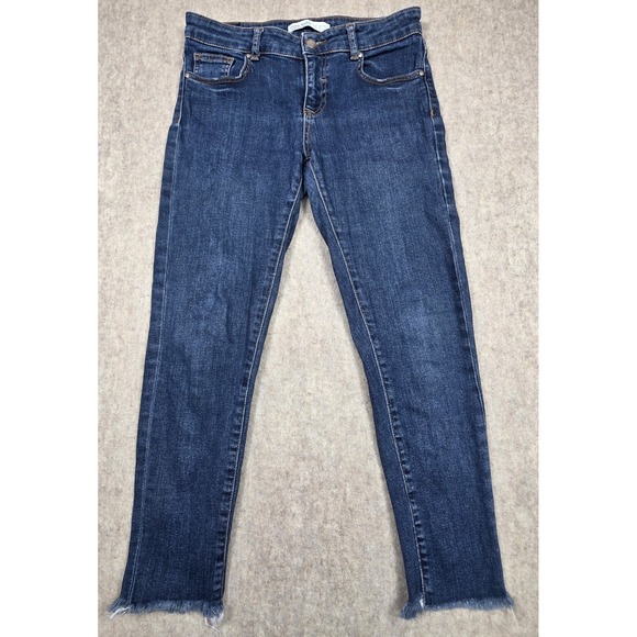 Zara Basic Z1975 Denim Jeans Size 4 Raw Hem Mid-Rise - Picture 1 of 8